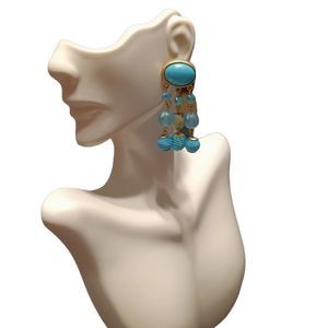 Cute Turquoise Multi Strand Dangle Earrings